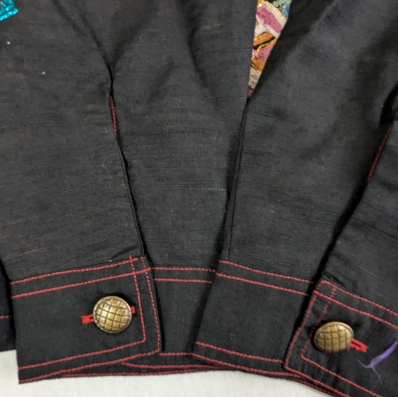 Indigo Moon Embellished Black Jacket Vibrant Floral & Abstract Designs Medium - Picture 15 of 15